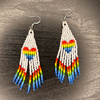 Rainbow Heart Dangling Earrings