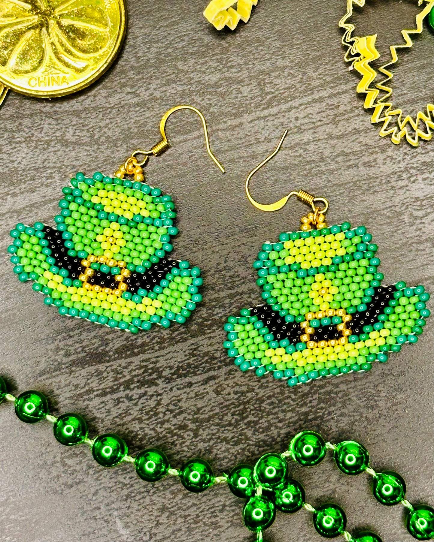 Lucky Leprechaun Hat Beaded Earrings