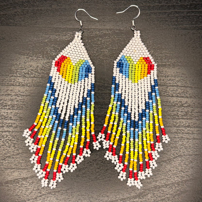 Rainbow Heart Long Dangling Earrings