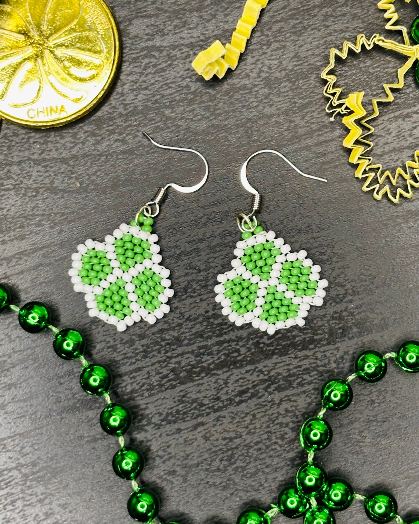 Lucky Clover Beaded Earrings