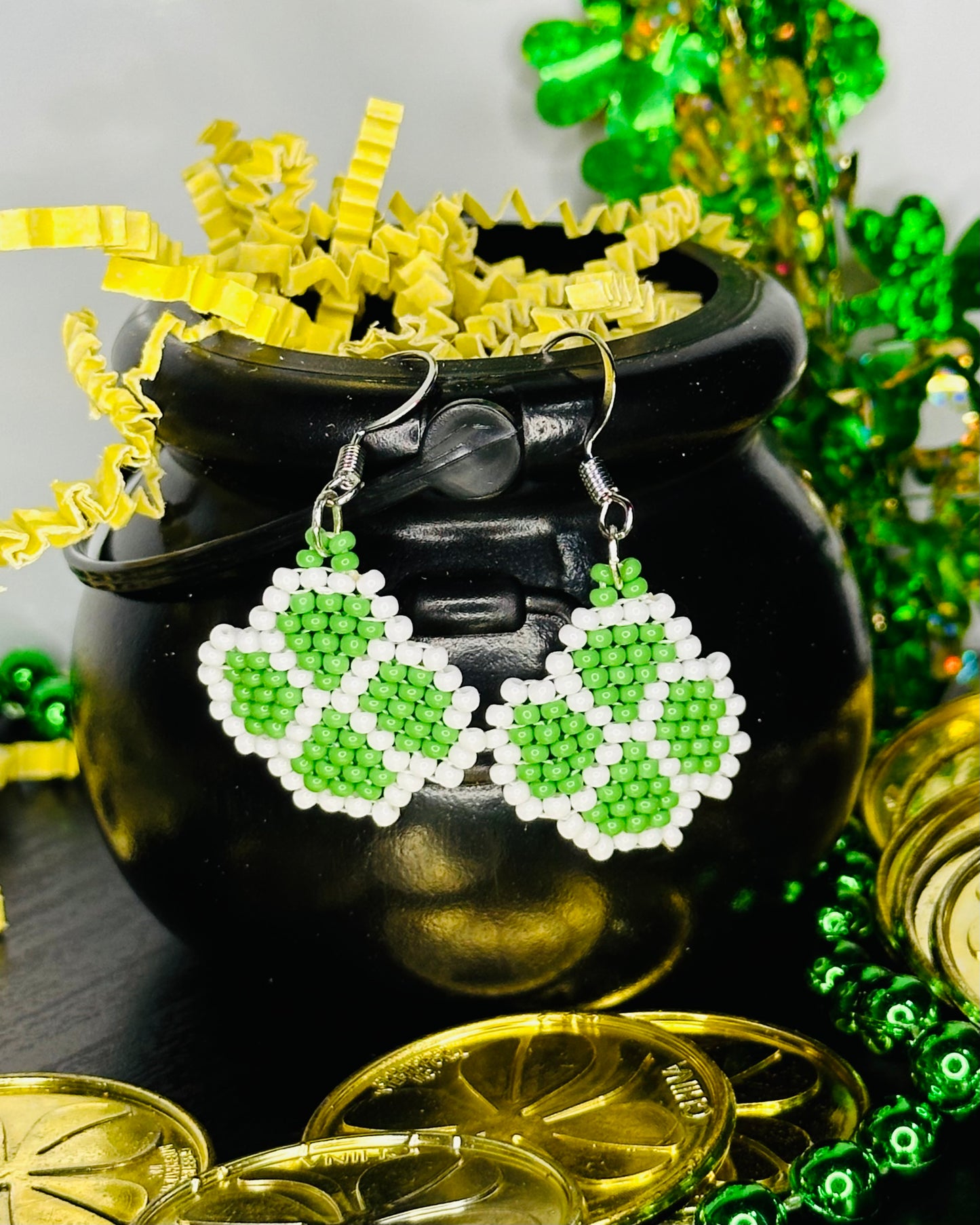 Lucky Clover Beaded Earrings