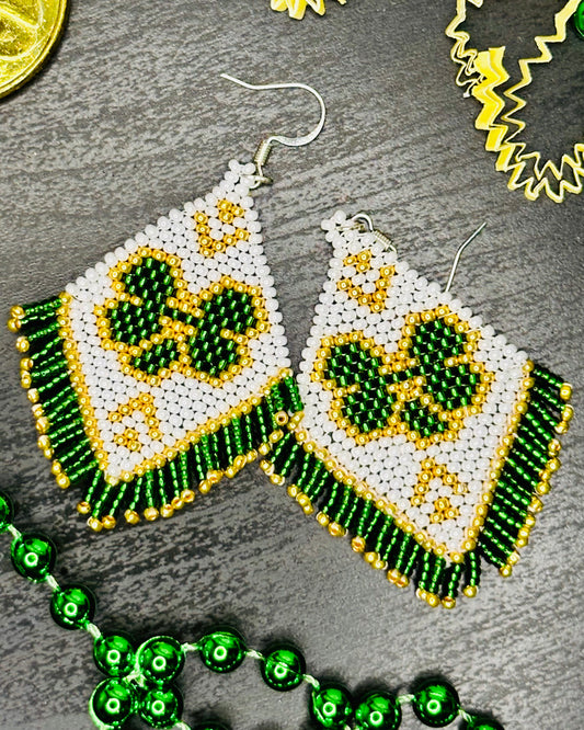 Lucky Clover Beaded Rhombus Earrings