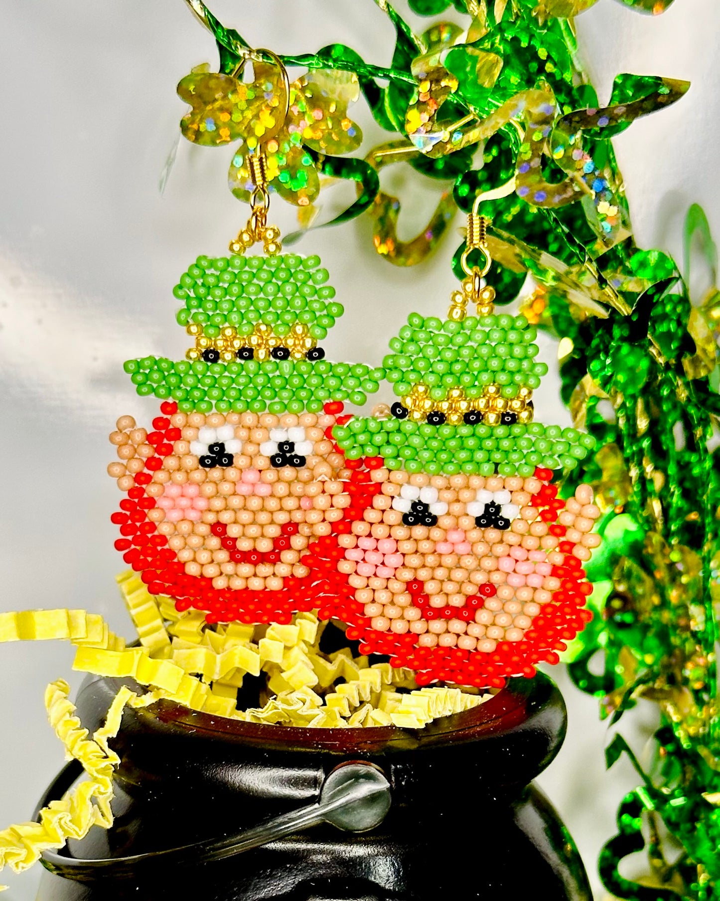 Leprechaun Beaded Earrings