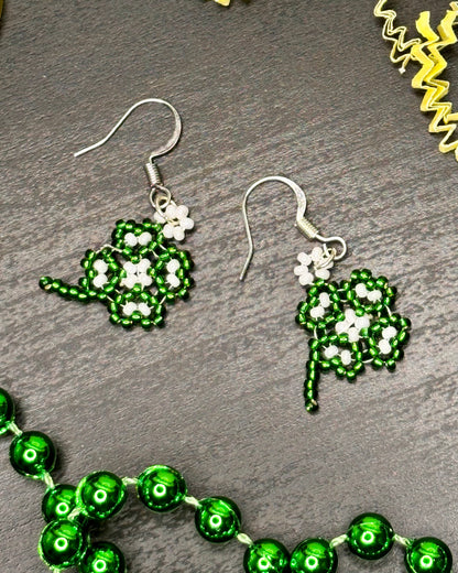 Small Lucky Clover Beaded Earrings