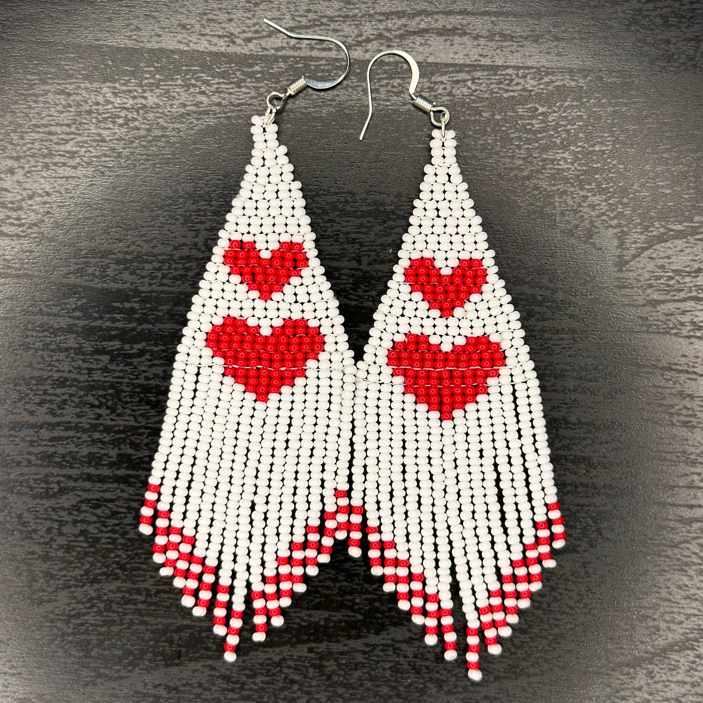 Double Heart Long Dangling Earrings