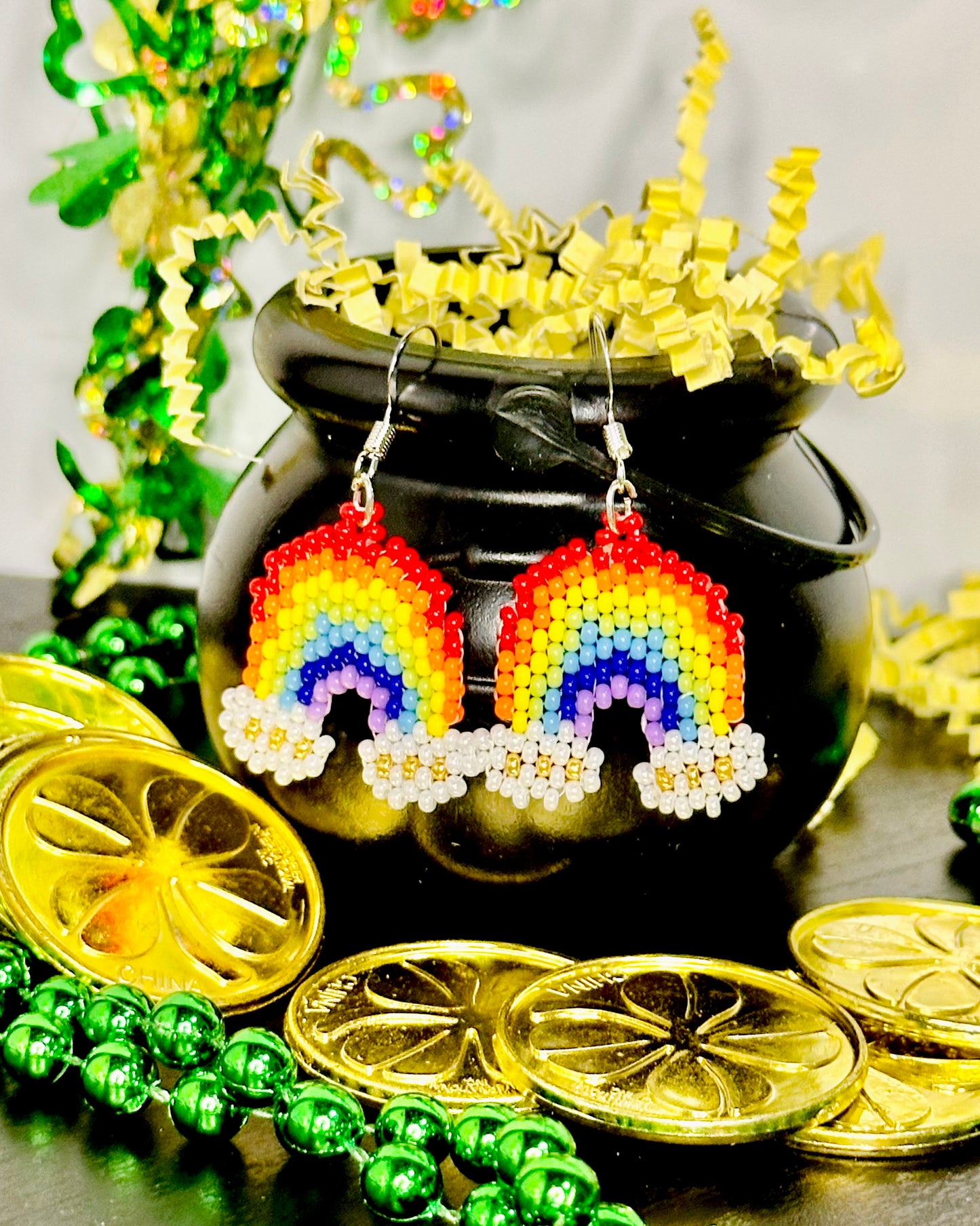 Rainbow Beaded Earrings