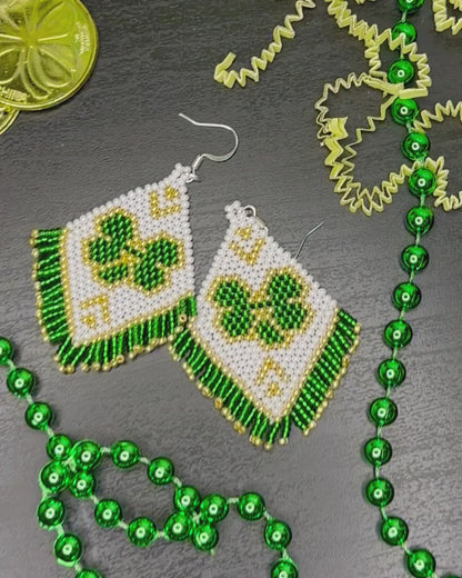 Lucky Clover Beaded Rhombus Earrings