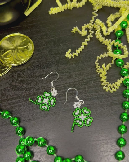 Small Lucky Clover Beaded Earrings