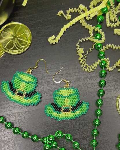 Lucky Leprechaun Hat Beaded Earrings