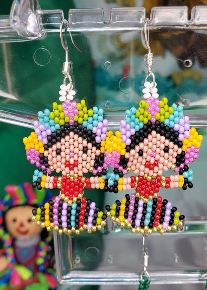 Mexican Rag Doll Earrings - Aretes de Muñeca Mexicana de Trapo