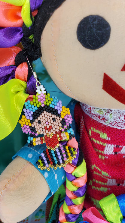 Mexican Rag Doll Earrings - Aretes de Muñeca Mexicana de Trapo