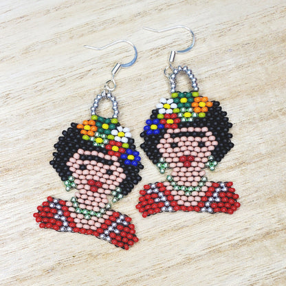 Frida Side Flowers Earrings - Aretes de Frida con Flores de Lado