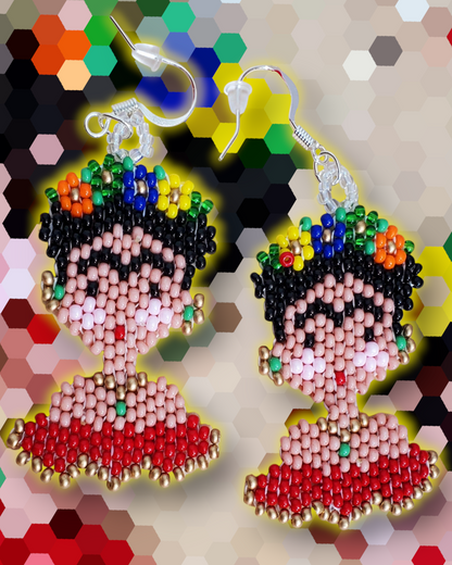 Frida Kahlo Beaded Earrings - Aretes de Frida Kahlo de Chaquiras