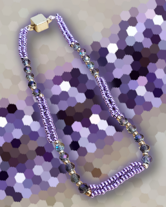 Purple Beaded Anklet - Tobillera Morada de Chaquiras