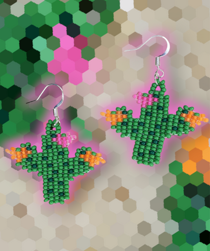 Cactus Beaded Earrings - Aretes de Cactus de Chaquiras