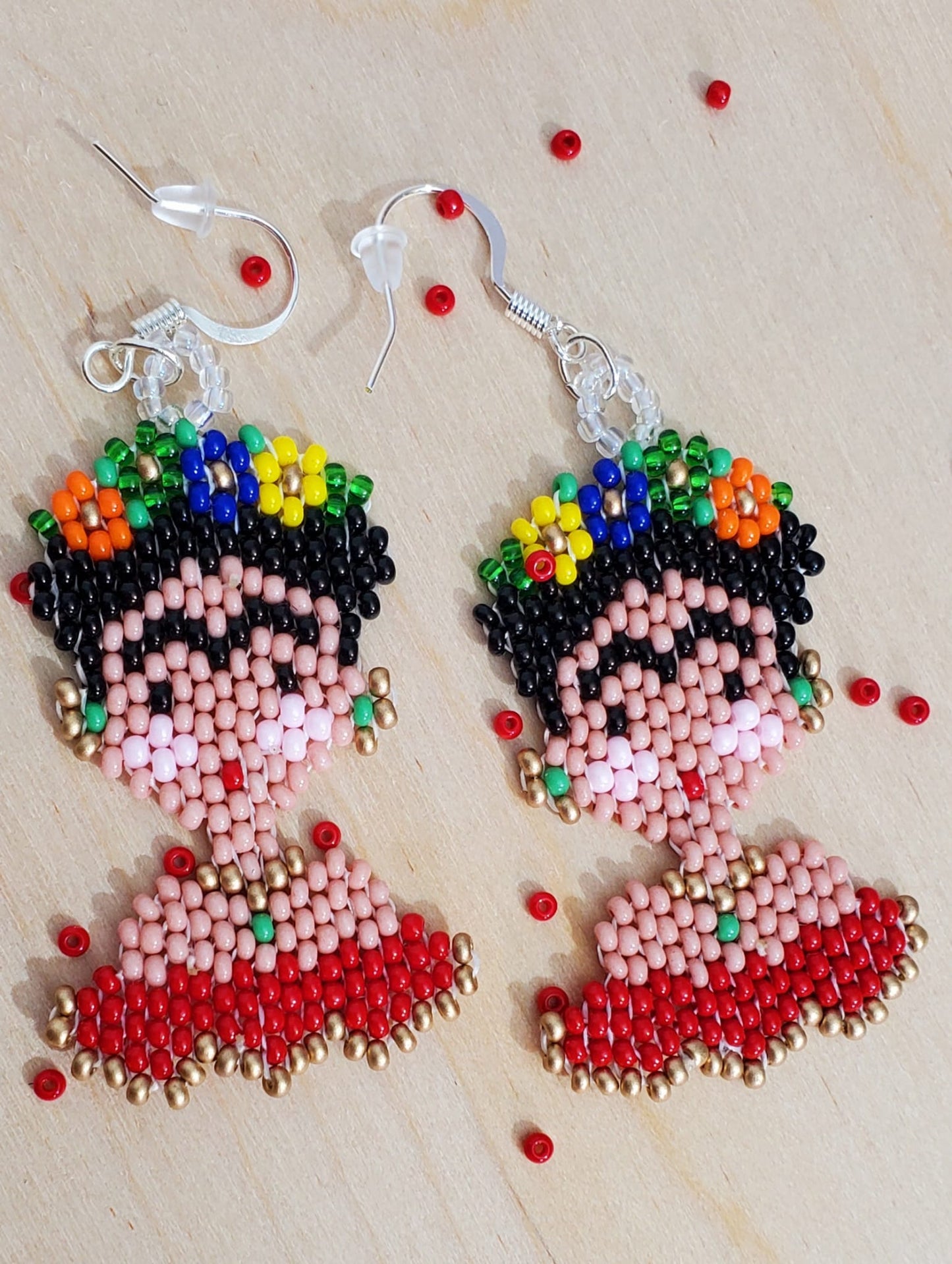 Frida Kahlo Beaded Earrings - Aretes de Frida Kahlo de Chaquiras