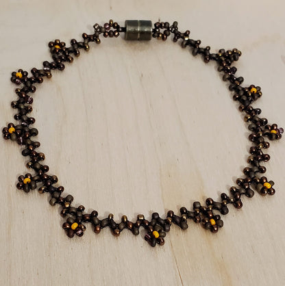 Brown Beaded Anklet - Tobillera Cafe de Chaquiras