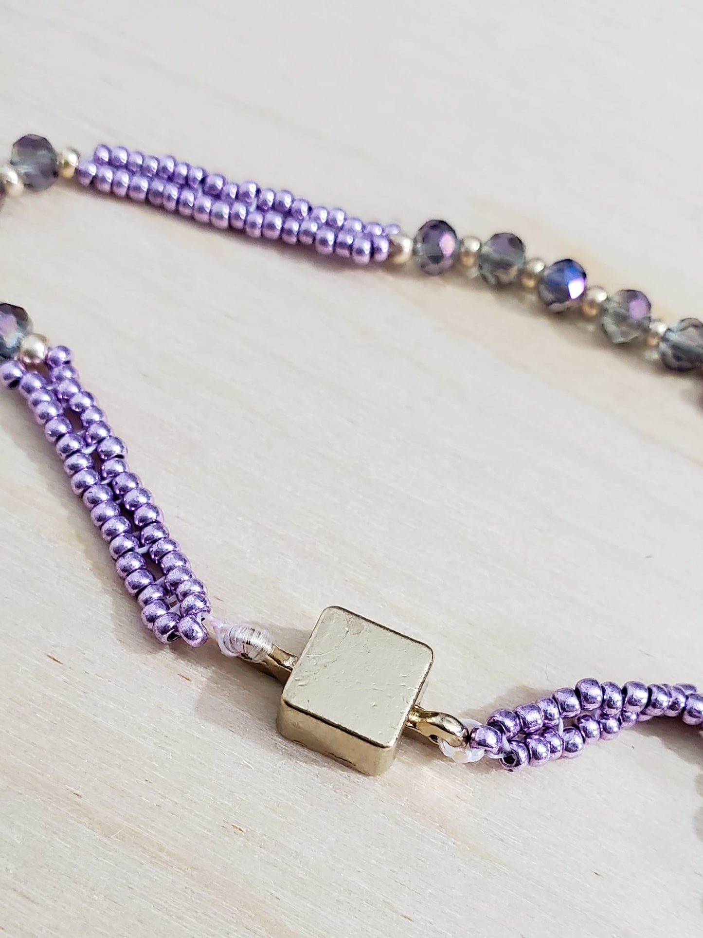 Purple Beaded Anklet - Tobillera Morada de Chaquiras